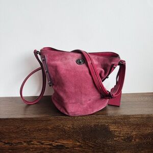Marc by Marc Jacobs Burgundy Suede and Leather Bucket Bag